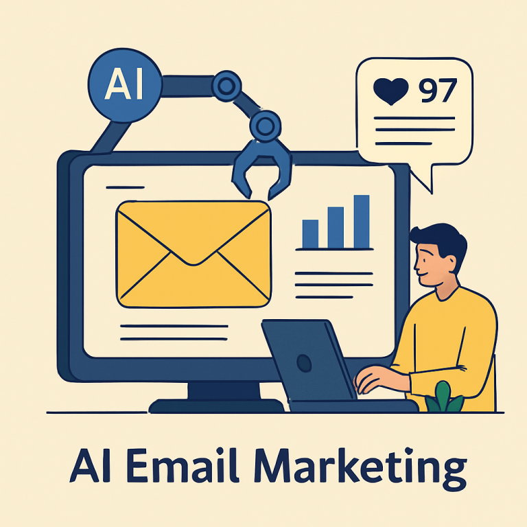 Illustration of AI-powered tools enhancing email marketing campaigns