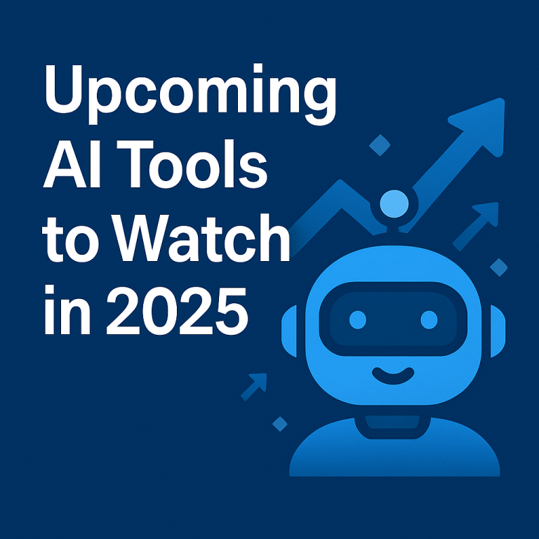 Illustration showing futuristic AI tools and technologies expected in 2025, including holograms, neural networks, and automation interfaces